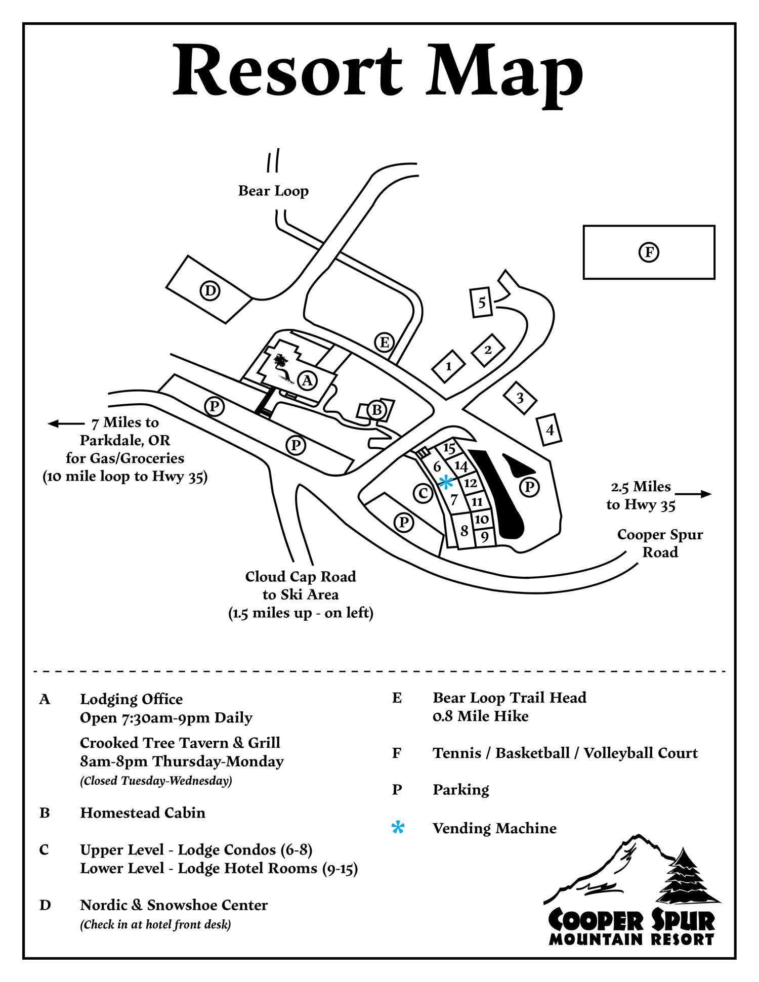 Cooper Spur Winter Resort Map