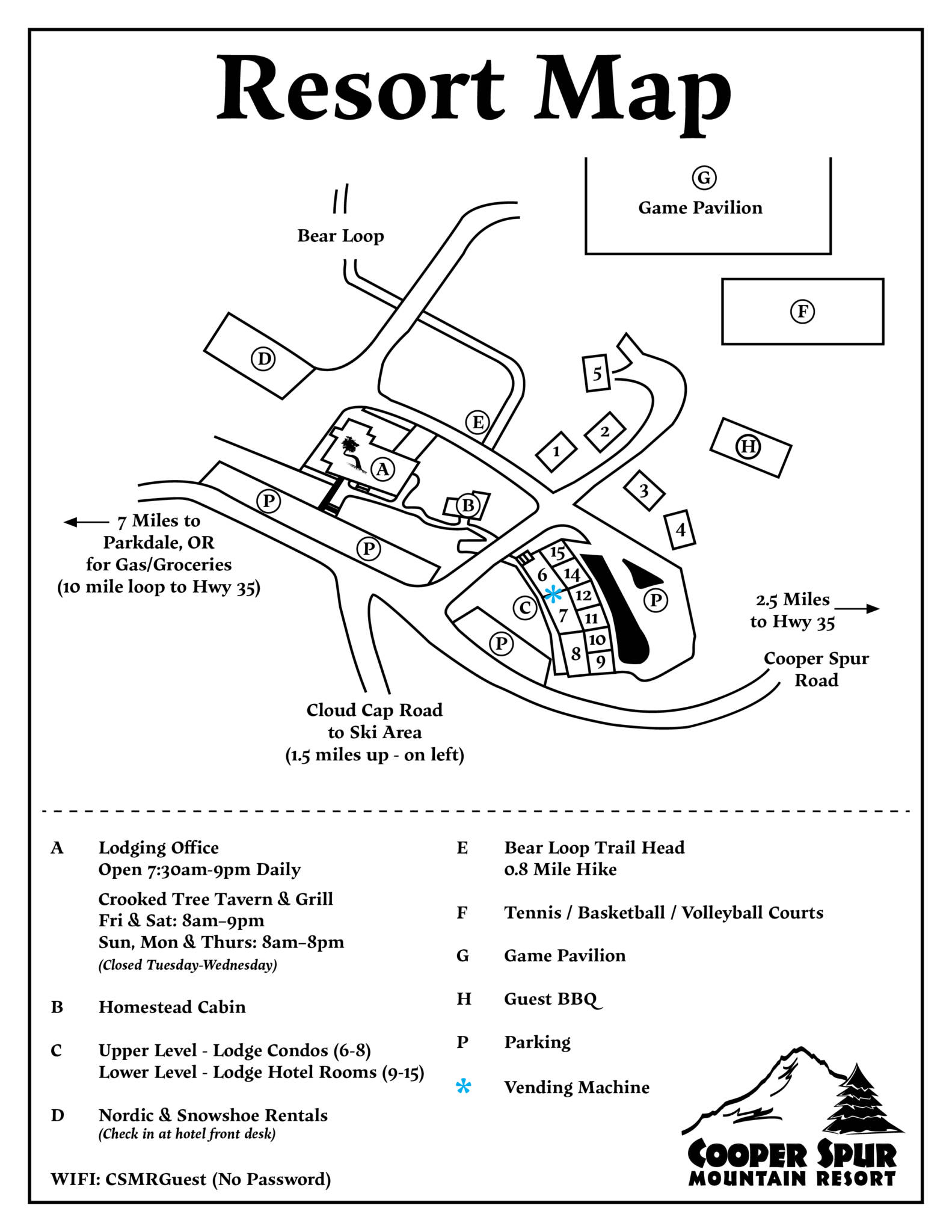 Cooper Spur Resort Map