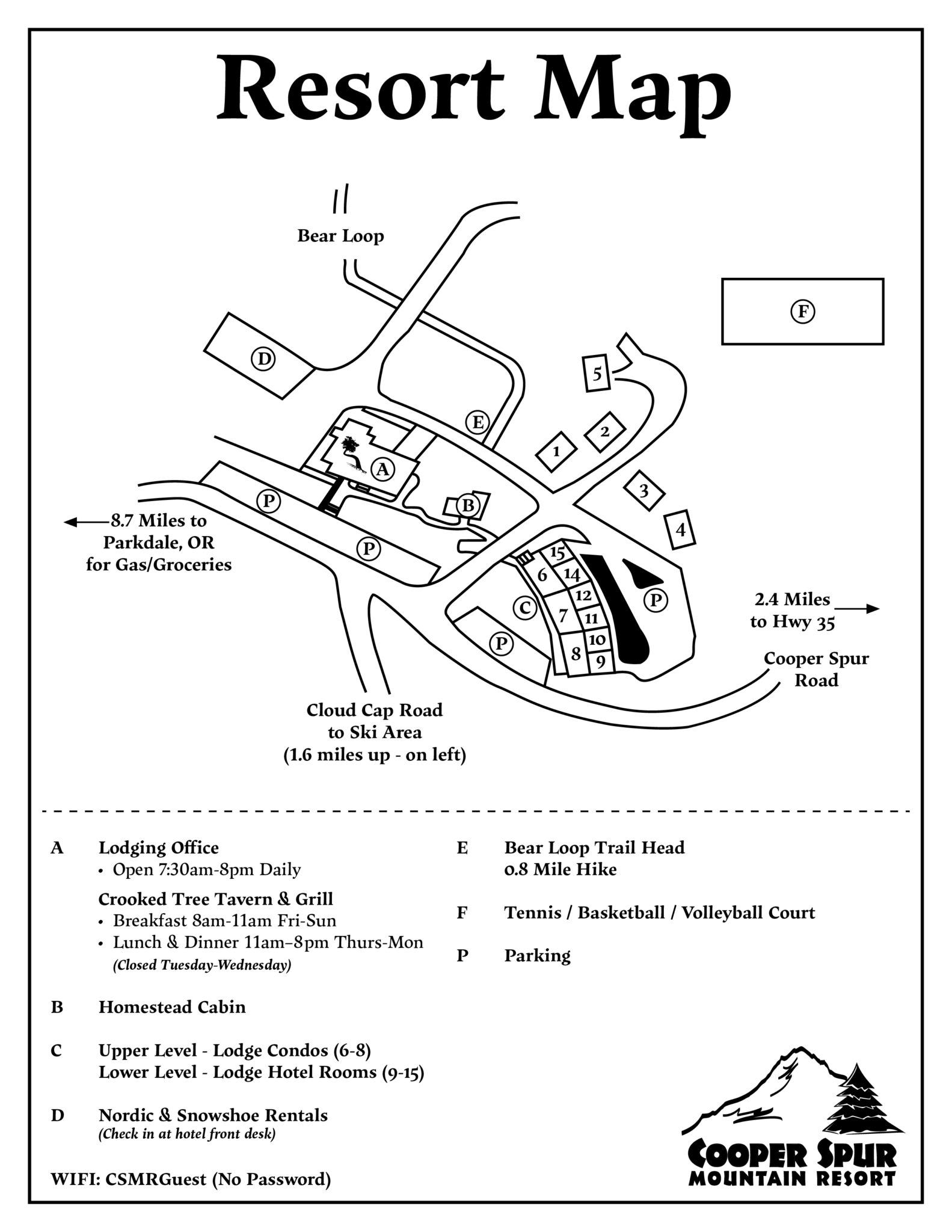 Cooper Spur Mountain Resort Map