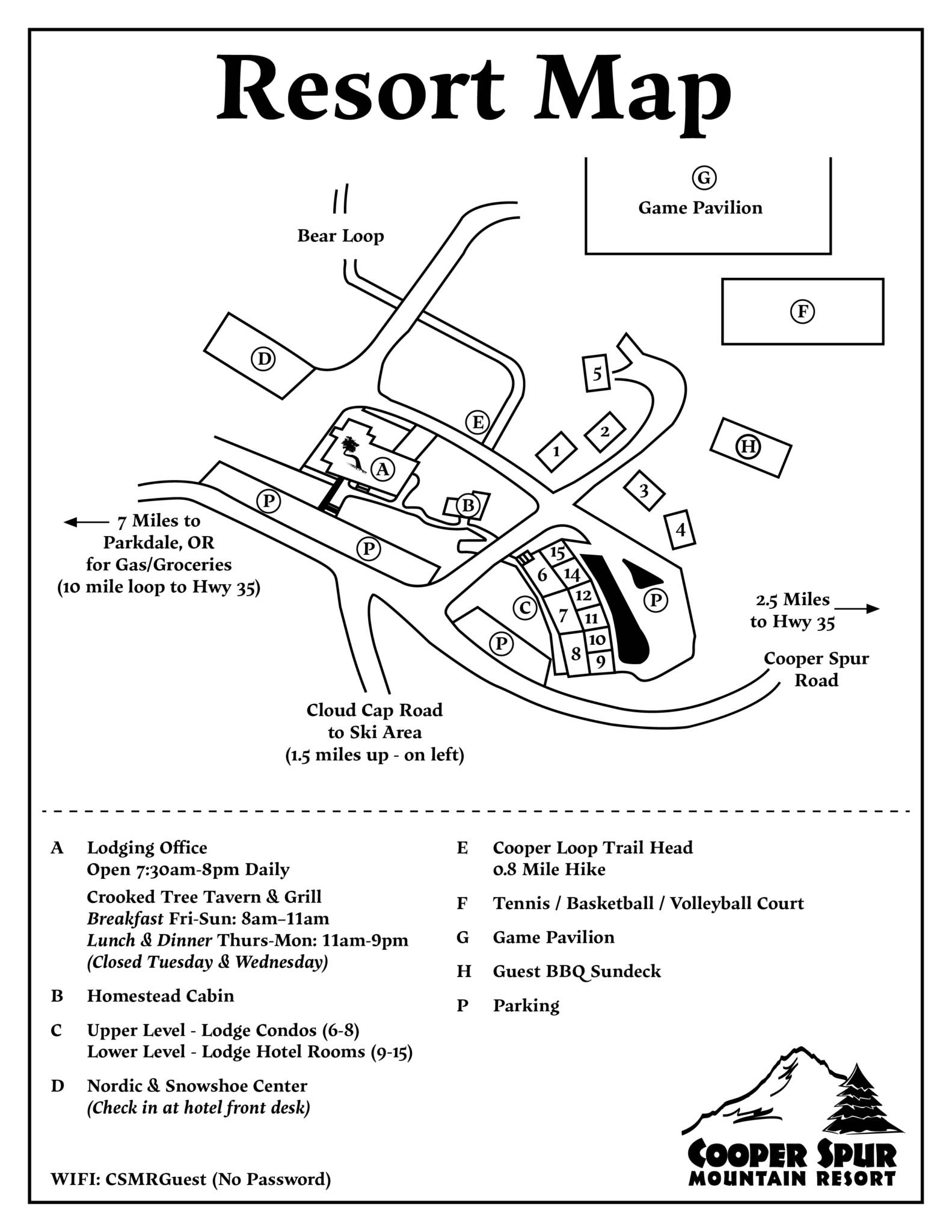 Cooper Spur Resort Map
